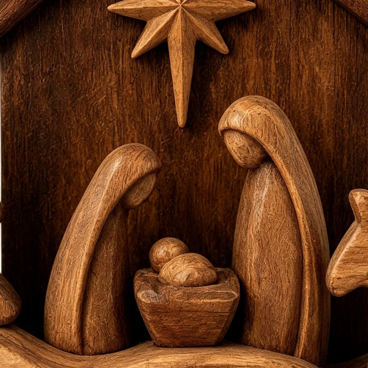 🪵 Rustic Wooden Nativity Scene Religious Christmas Decor