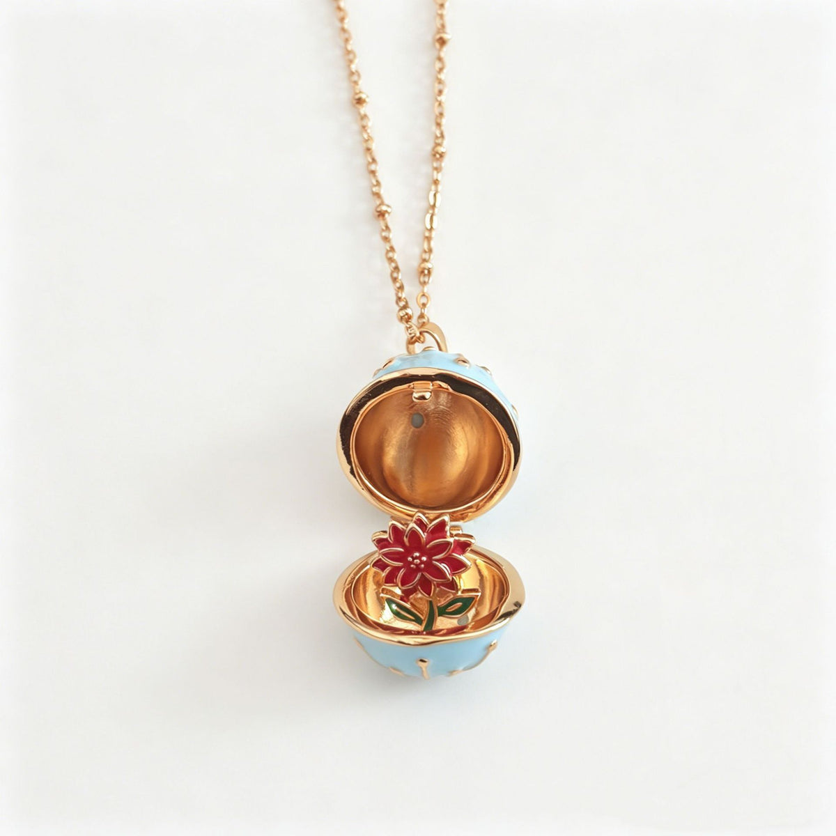 🥚💐Egg Locket Necklace with Hidden Flower