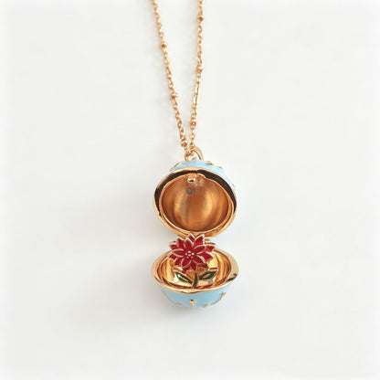 🥚💐Egg Locket Necklace with Hidden Flower