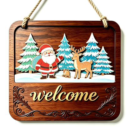 🏡Seasonal Interchangeable Wooden Welcome Sign Rustic Swap‑Out Inserts Door Hanger for Holiday Home Decor