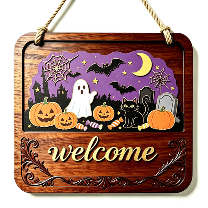 🏡Seasonal Interchangeable Wooden Welcome Sign Rustic Swap‑Out Inserts Door Hanger for Holiday Home Decor