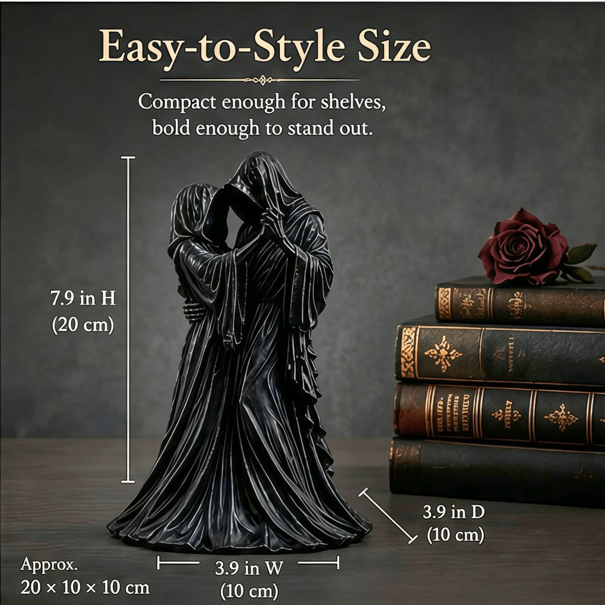 🖤Eternal Dark Love Gothic Couple Statue | Hooded Skeleton Lovers Dancing Resin Figurine Halloween Tabletop Decor