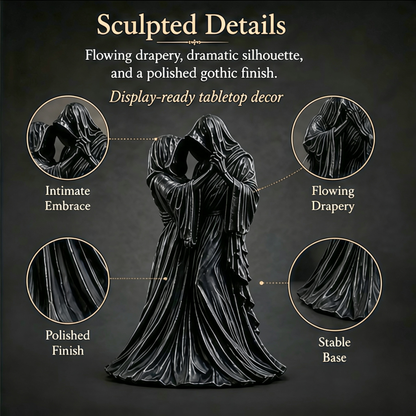 🖤Eternal Dark Love Gothic Couple Statue | Hooded Skeleton Lovers Dancing Resin Figurine Halloween Tabletop Decor