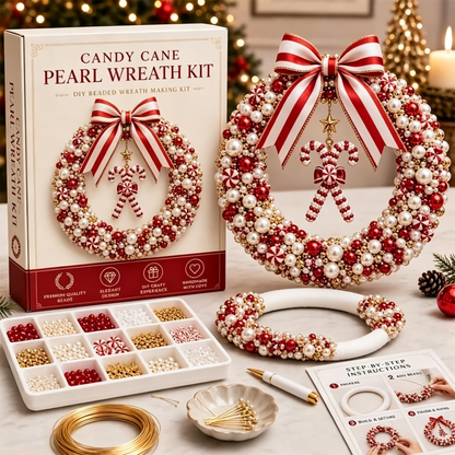 🎄 Christmas Pearl Beaded Wreath | DIY Christmas Decoration