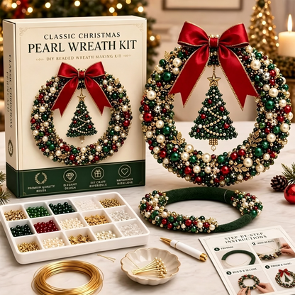 🎄 Christmas Pearl Beaded Wreath | DIY Christmas Decoration