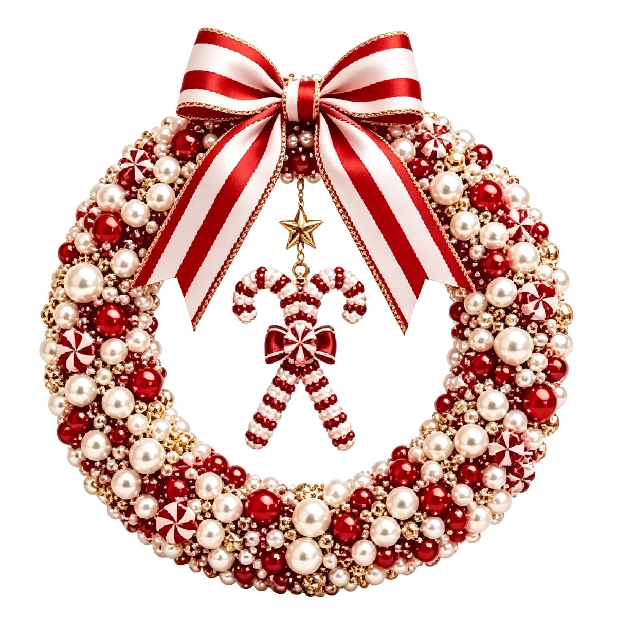 🎄 Christmas Pearl Beaded Wreath | DIY Christmas Decoration