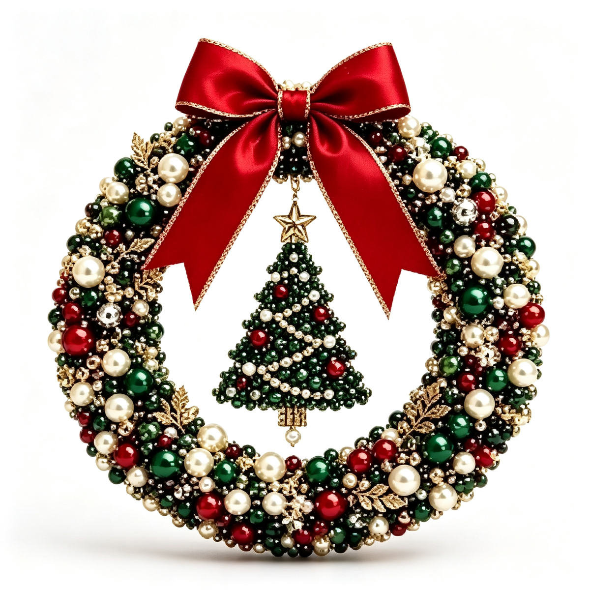 🎄 Christmas Pearl Beaded Wreath | DIY Christmas Decoration