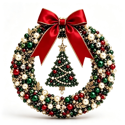 🎄 Christmas Pearl Beaded Wreath | DIY Christmas Decoration