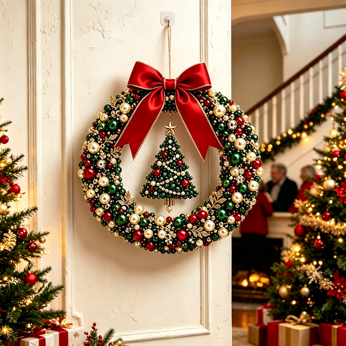 🎄 Christmas Pearl Beaded Wreath | DIY Christmas Decoration