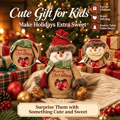 🎅 Christmas Plush Candy Gift Bag 🦌 Santa Snowman Reindeer Treat Pouch Xmas Decor & Kids Gift