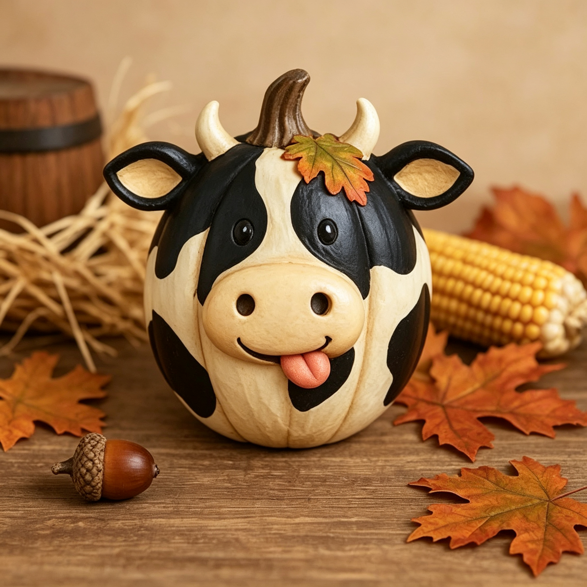 🎃 Farm Animal Pumpkin Figurines 🍁 Cute Fall Harvest Table Decor, Chicken Pig Cow Duck Sheep Horse Pumpkin Statue Set for Thanksgiving Home Ornament