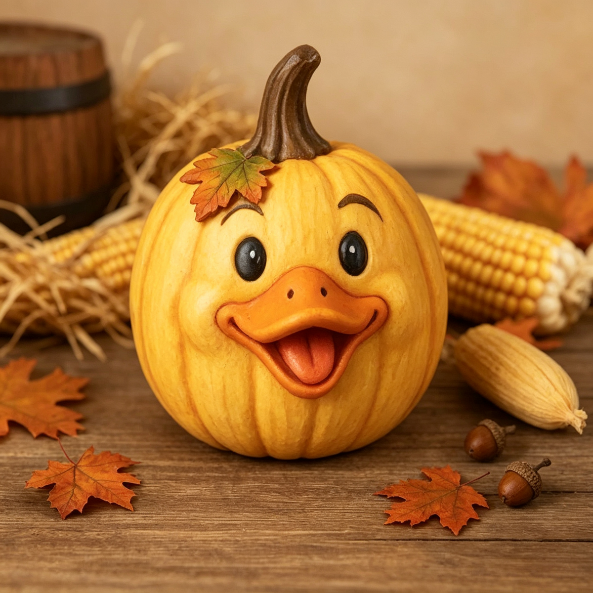 🎃 Farm Animal Pumpkin Figurines 🍁 Cute Fall Harvest Table Decor, Chicken Pig Cow Duck Sheep Horse Pumpkin Statue Set for Thanksgiving Home Ornament