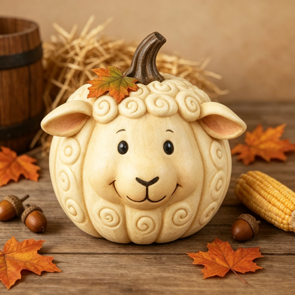 🎃 Farm Animal Pumpkin Figurines 🍁 Cute Fall Harvest Table Decor, Chicken Pig Cow Duck Sheep Horse Pumpkin Statue Set for Thanksgiving Home Ornament