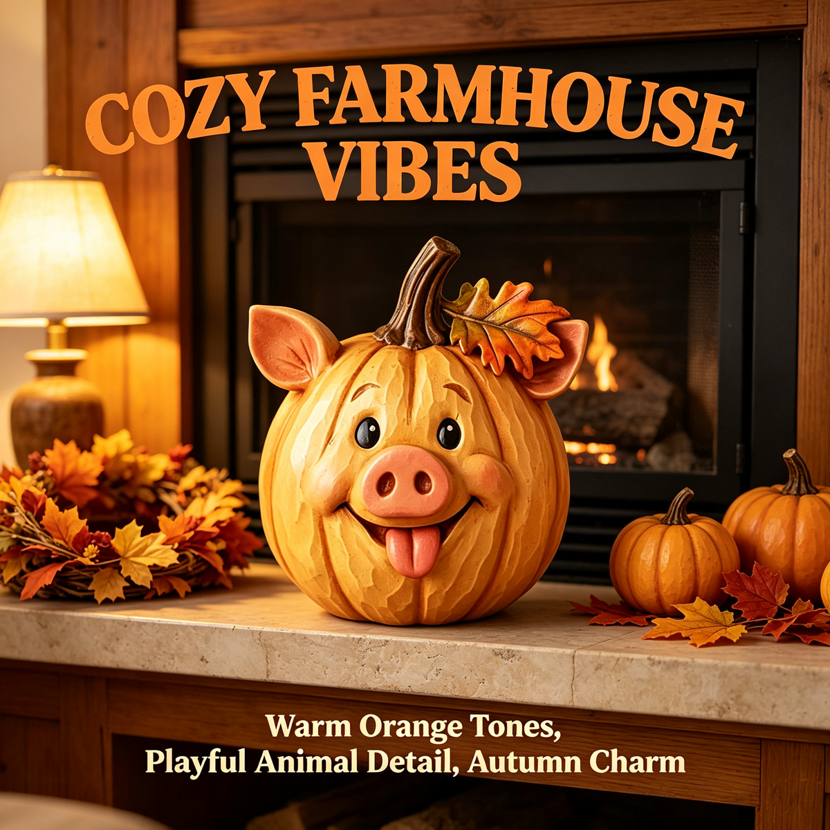 🎃 Farm Animal Pumpkin Figurines 🍁 Cute Fall Harvest Table Decor, Chicken Pig Cow Duck Sheep Horse Pumpkin Statue Set for Thanksgiving Home Ornament