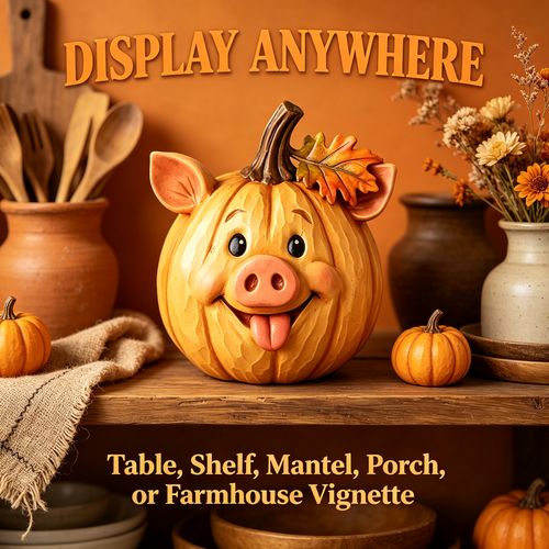 🎃 Farm Animal Pumpkin Figurines 🍁 Cute Fall Harvest Table Decor, Chicken Pig Cow Duck Sheep Horse Pumpkin Statue Set for Thanksgiving Home Ornament
