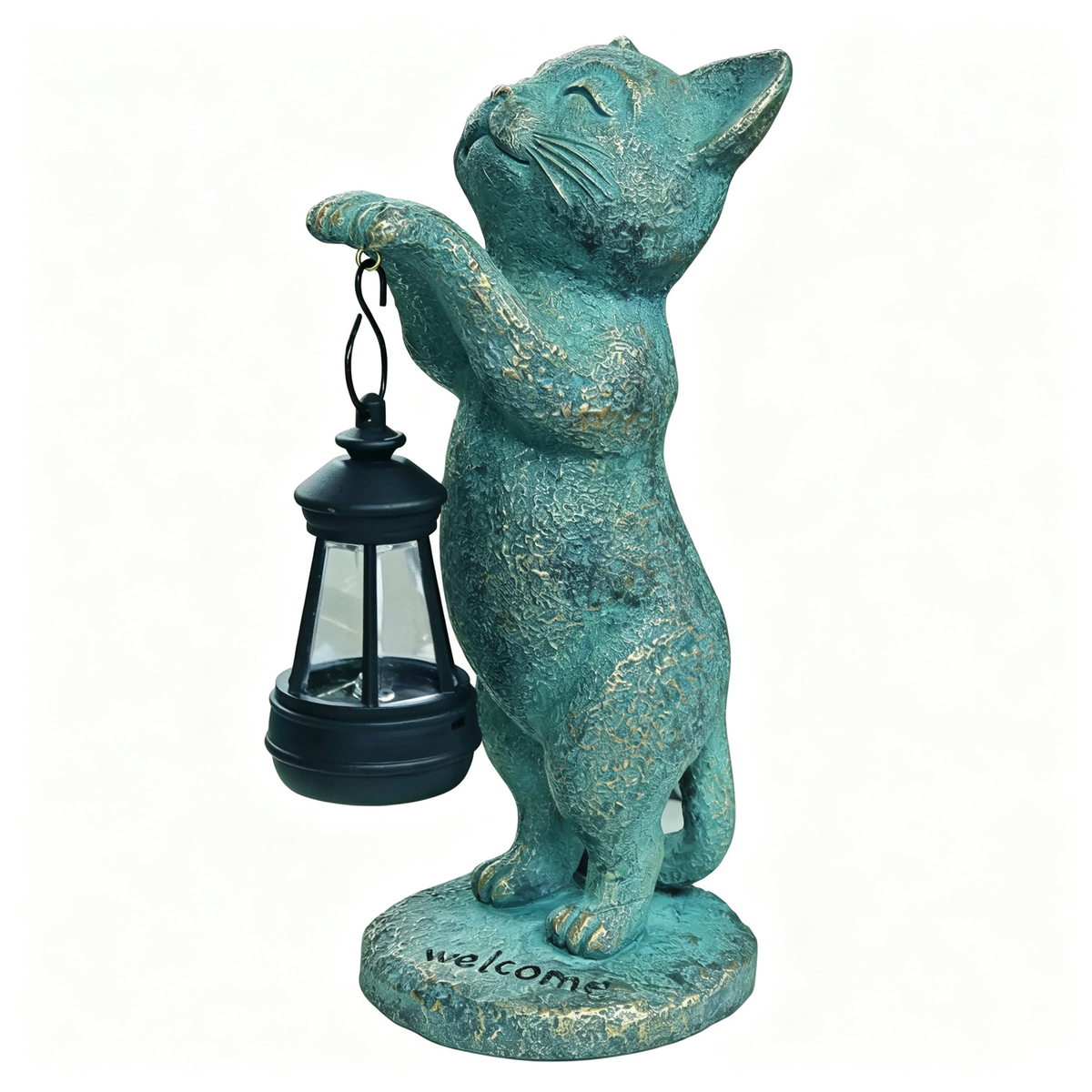 🐈 Solar Cat Statue Garden Decor 🏡 Waterproof Resin Kitten Figurine with Solar Lantern Outdoor Yard Porch Welcome Light