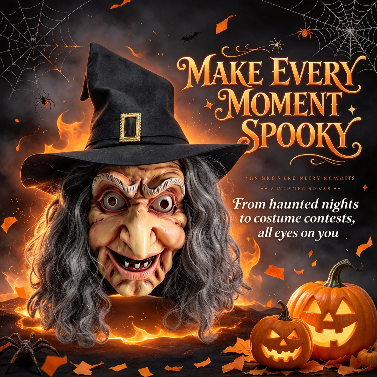 🎃 Halloween Scary Old Witch Mask with Hat & Grey Hair, Realistic Latex Full Head Mask for Cosplay Party Costume