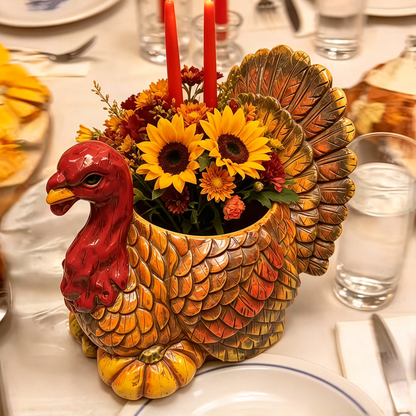 🦃 Thanksgiving Turkey Ceramic Planter Pot, 3 Styles Animal Figurine Planter, Cardinal Bird & Snail Succulent Flower Pot, Fall Table Centerpiece Home Decor