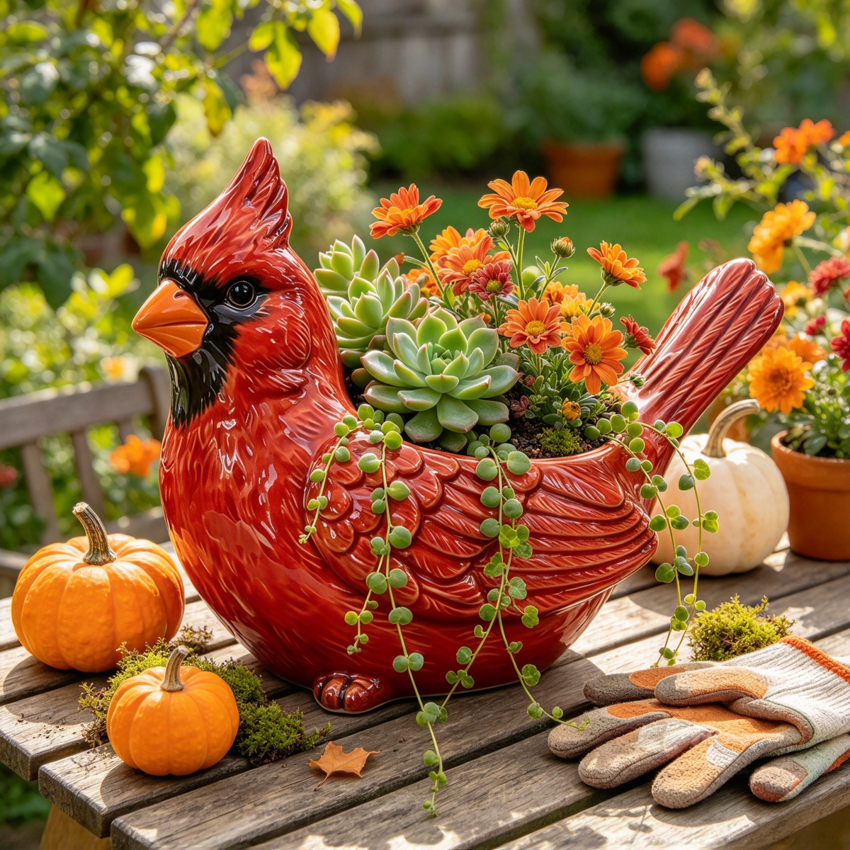 🦃 Thanksgiving Turkey Ceramic Planter Pot, 3 Styles Animal Figurine Planter, Cardinal Bird & Snail Succulent Flower Pot, Fall Table Centerpiece Home Decor