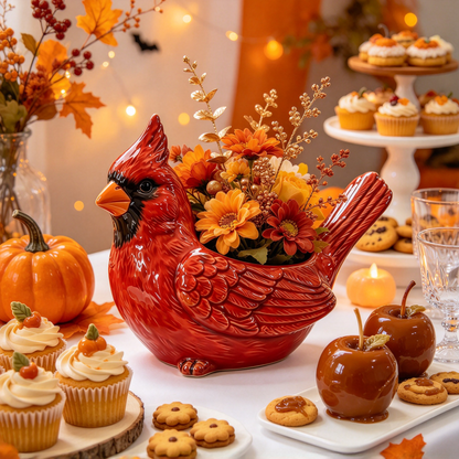 🦃 Thanksgiving Turkey Ceramic Planter Pot, 3 Styles Animal Figurine Planter, Cardinal Bird & Snail Succulent Flower Pot, Fall Table Centerpiece Home Decor