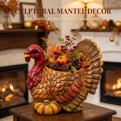 🦃 Thanksgiving Turkey Ceramic Planter Pot, 3 Styles Animal Figurine Planter, Cardinal Bird & Snail Succulent Flower Pot, Fall Table Centerpiece Home Decor