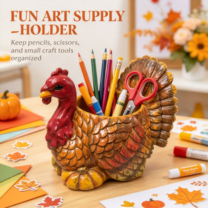 🦃 Thanksgiving Turkey Ceramic Planter Pot, 3 Styles Animal Figurine Planter, Cardinal Bird & Snail Succulent Flower Pot, Fall Table Centerpiece Home Decor