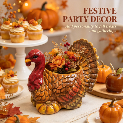 🦃 Thanksgiving Turkey Ceramic Planter Pot, 3 Styles Animal Figurine Planter, Cardinal Bird & Snail Succulent Flower Pot, Fall Table Centerpiece Home Decor
