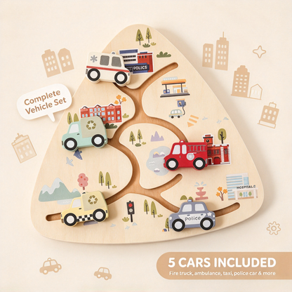 🏎️ Triangle Wooden Slide Car Puzzle for Toddlers
