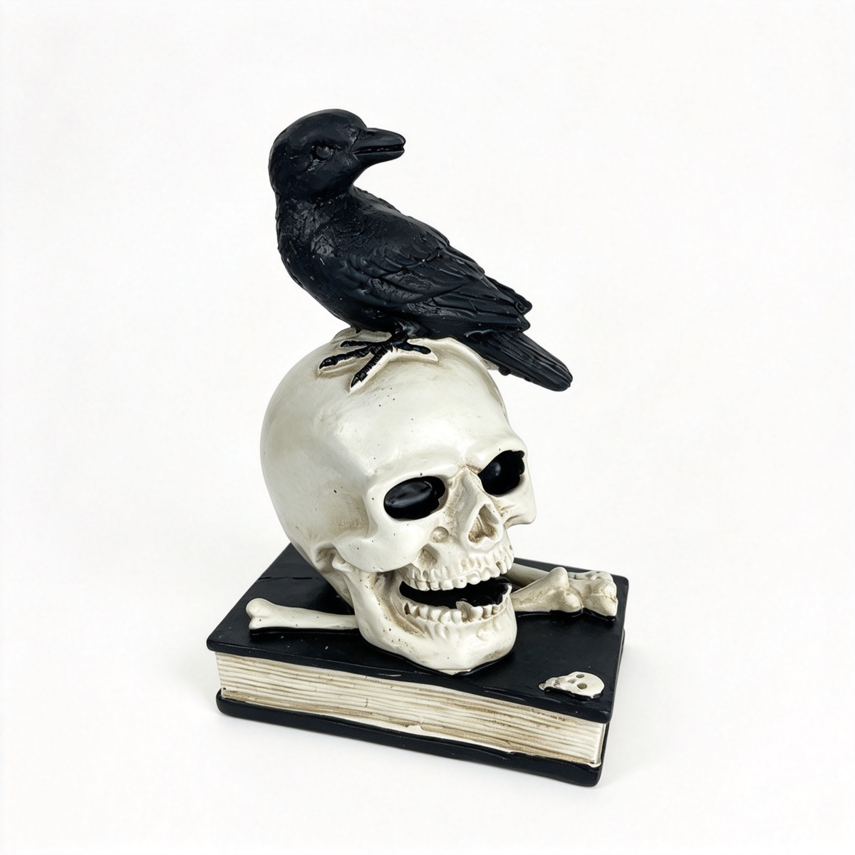 💀 Gothic Raven & Skull Resin Figurine Tabletop Ornament