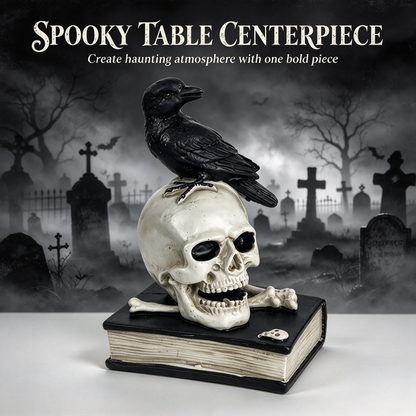💀 Gothic Raven & Skull Resin Figurine Tabletop Ornament