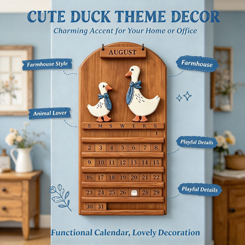🦆Duck Wooden Perpetual Wall Calendar | Farmhouse Home Decor