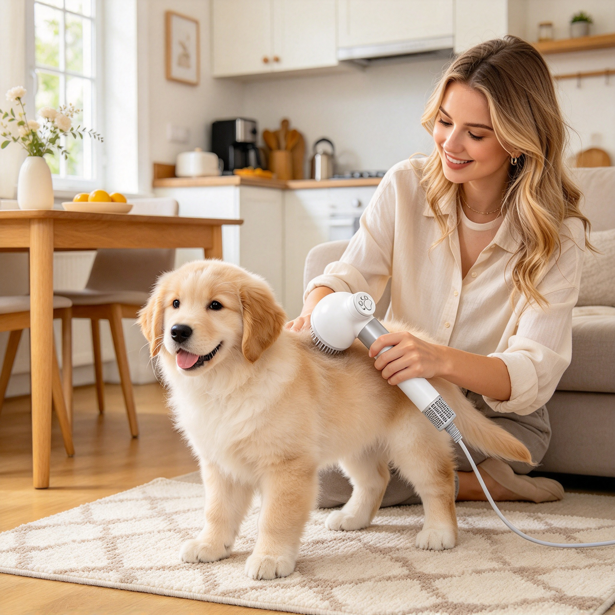 🐶2‑in‑1 Pet Grooming Dryer Brush | Low Noise Portable Dog Cat Hair Blow Dryer for Home Pet Bath Grooming