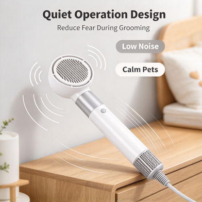 🐶2‑in‑1 Pet Grooming Dryer Brush | Low Noise Portable Dog Cat Hair Blow Dryer for Home Pet Bath Grooming