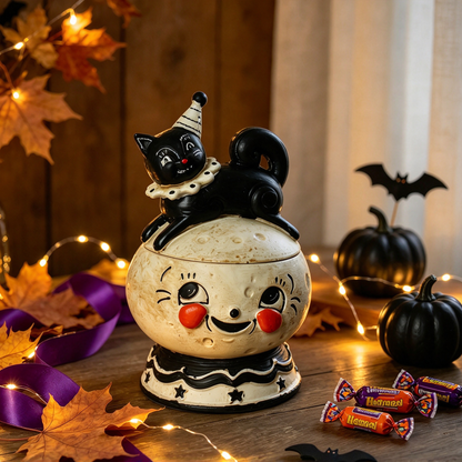 🎃Halloween Black Cat Ceramic Candy Jar | Retro Candy Bowl