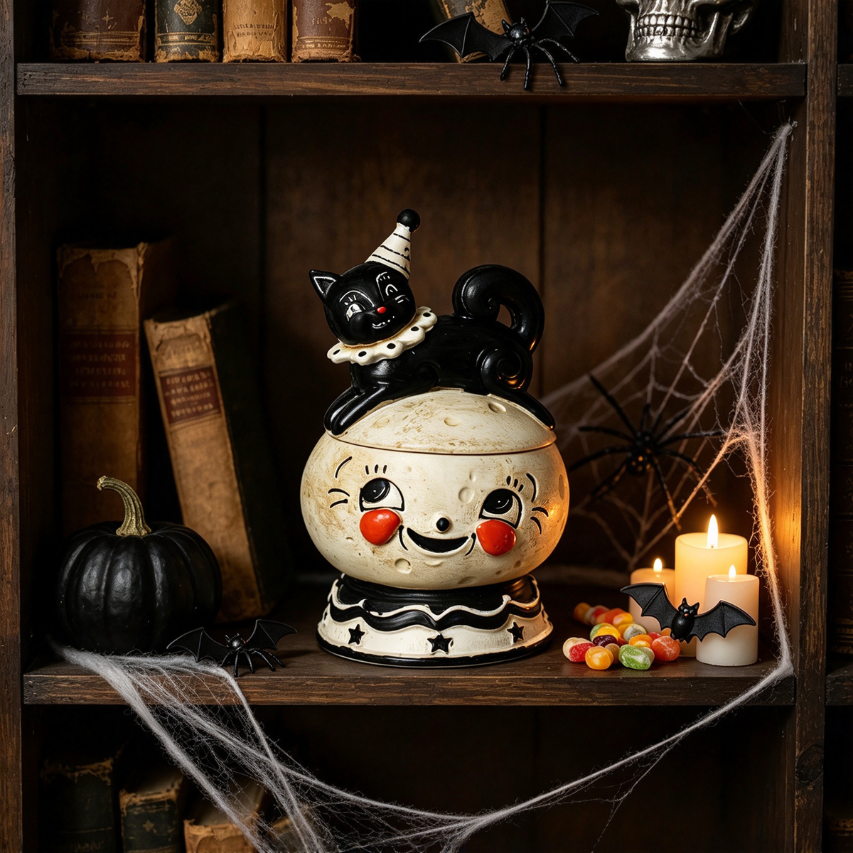 🎃Halloween Black Cat Ceramic Candy Jar | Retro Candy Bowl