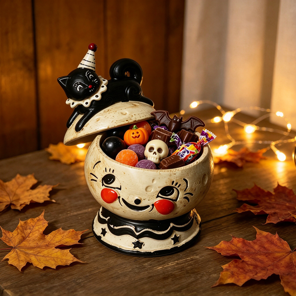🎃Halloween Black Cat Ceramic Candy Jar | Retro Candy Bowl