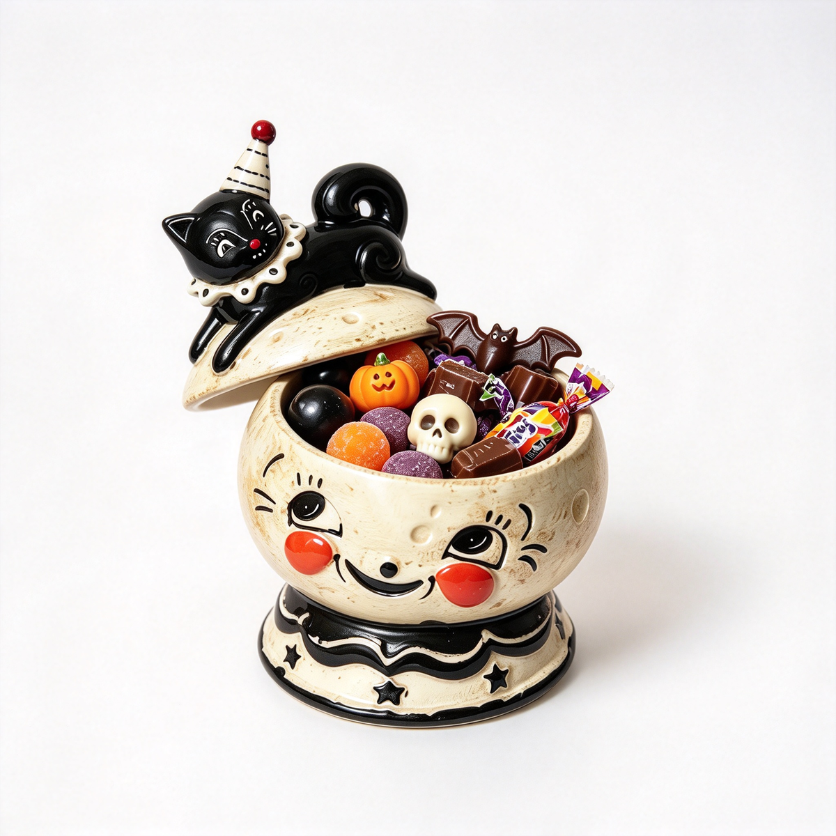 🎃Halloween Black Cat Ceramic Candy Jar | Retro Candy Bowl