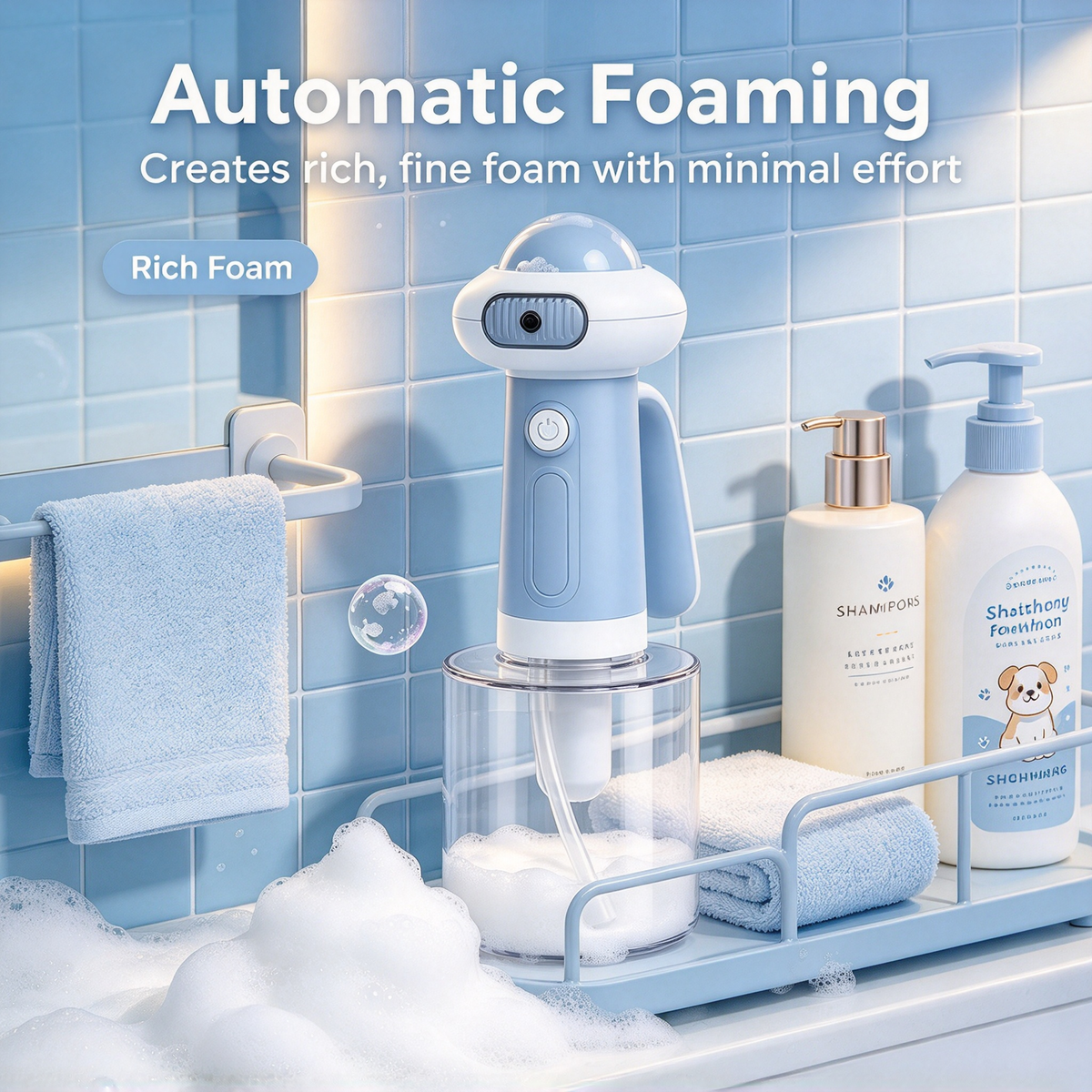 🛁 Electric Pet Bubble Foamer Dog Bath Tool