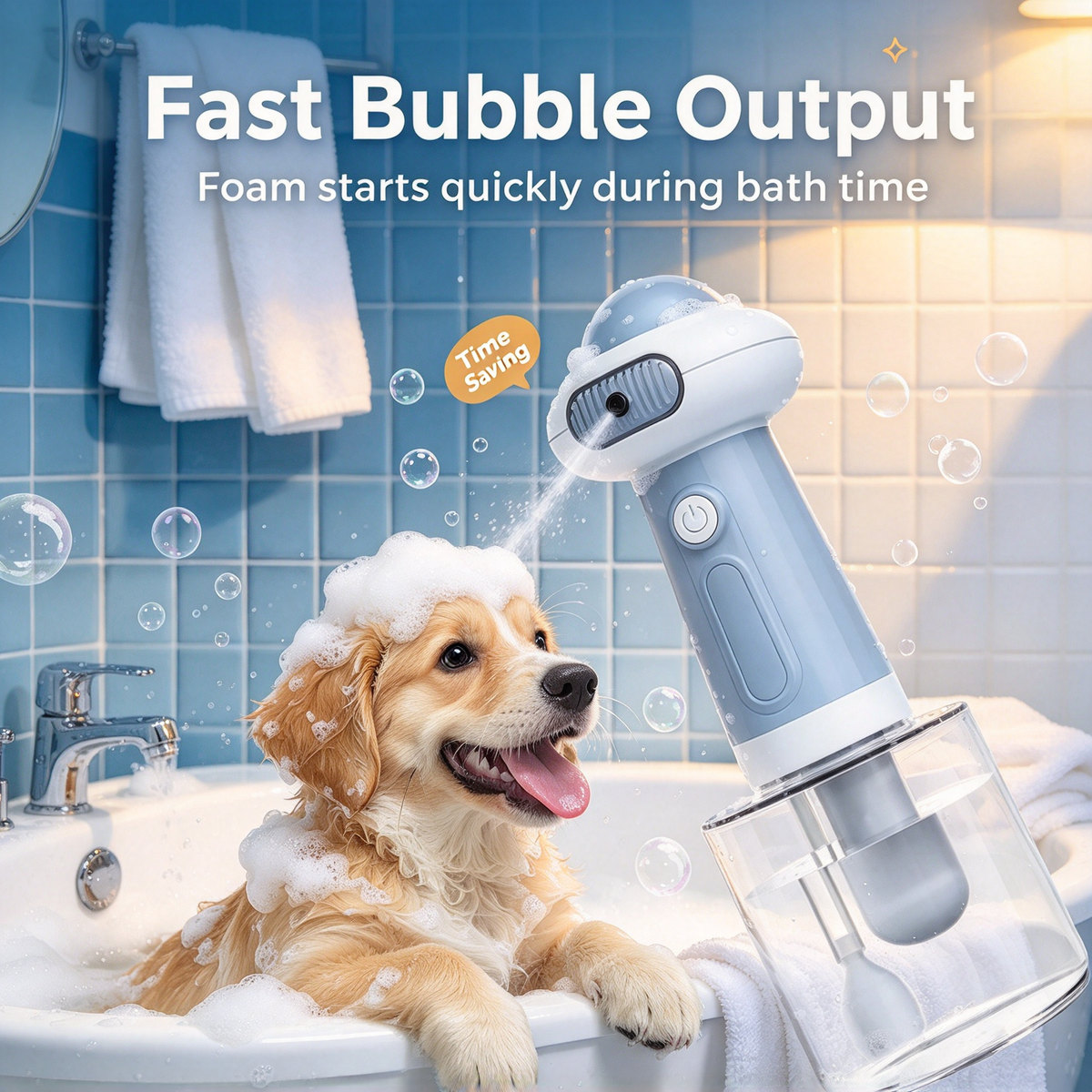 🛁 Electric Pet Bubble Foamer Dog Bath Tool