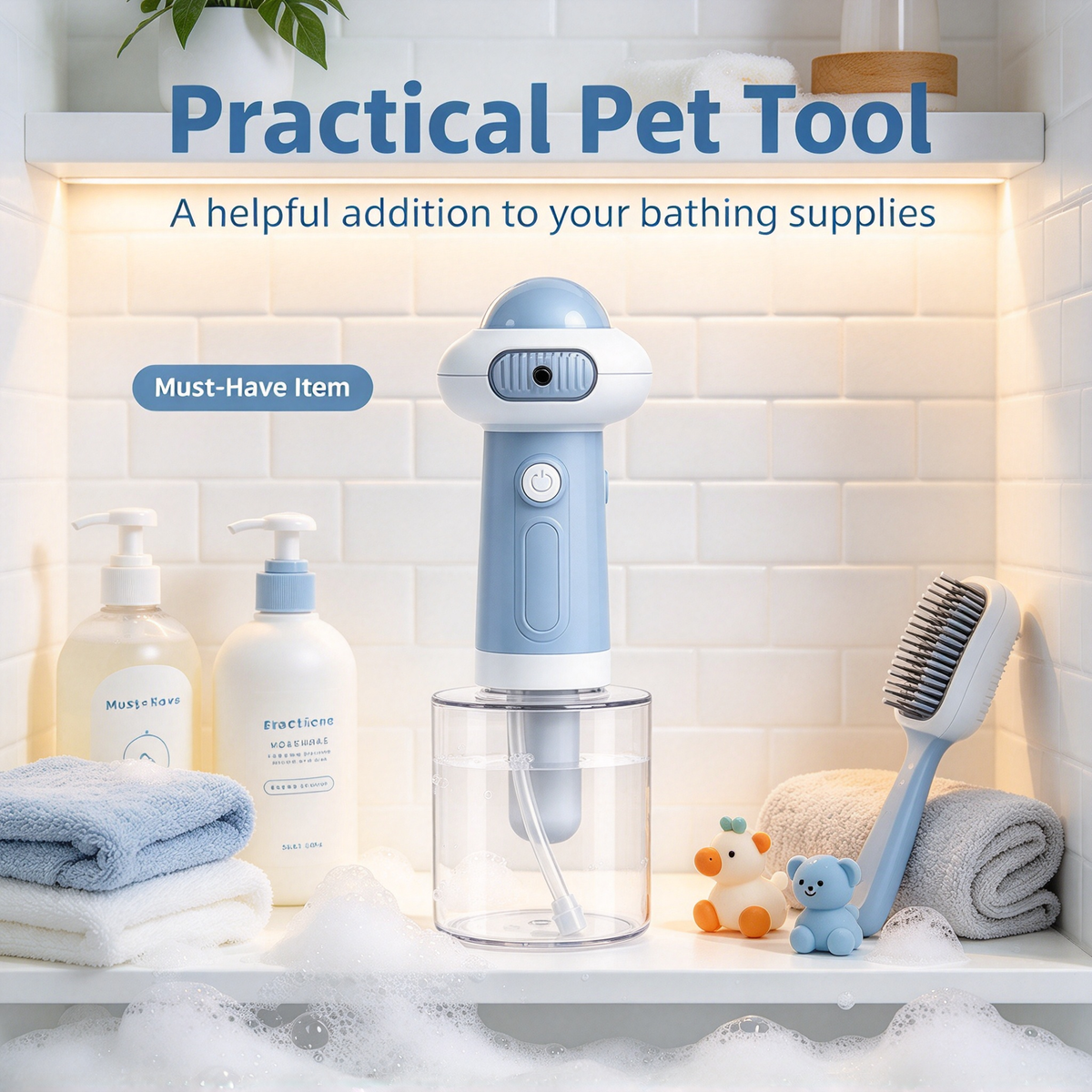 🛁 Electric Pet Bubble Foamer Dog Bath Tool
