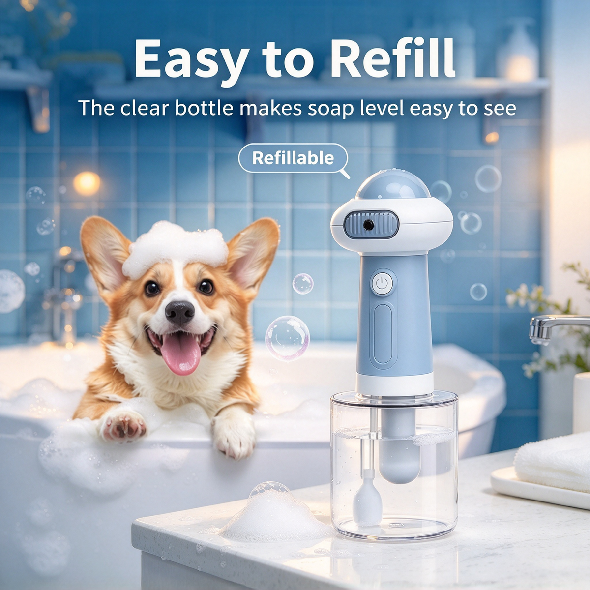 🛁 Electric Pet Bubble Foamer Dog Bath Tool