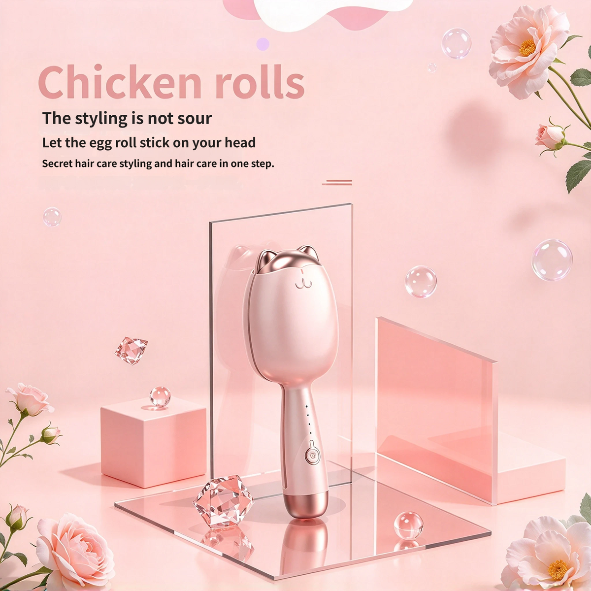 🐱 Cute Cat Egg Roll Hair Curler, 32mm Waver