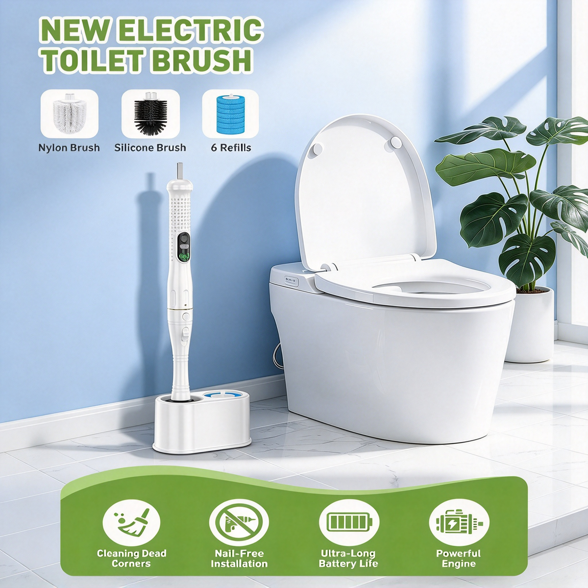🧼 Electric Toilet Brush, Rechargeable 360° Cleaning Brush