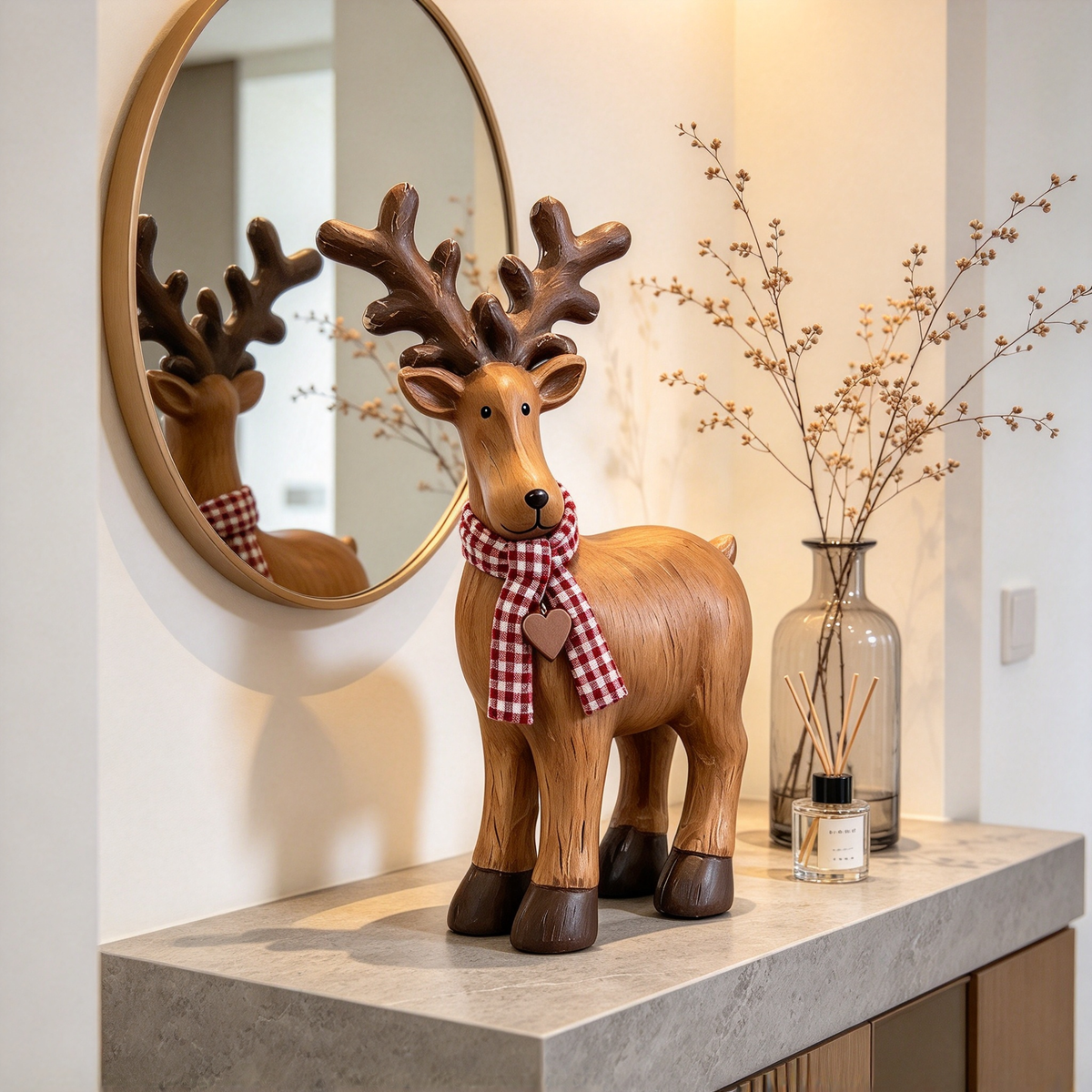 🦌 Solid Wood Christmas Reindeer Tabletop Decor
