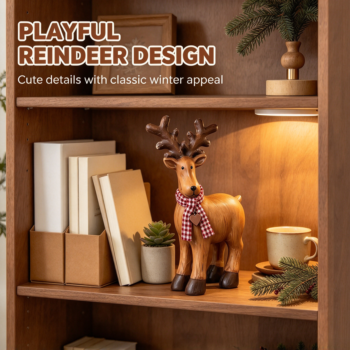 🦌 Solid Wood Christmas Reindeer Tabletop Decor