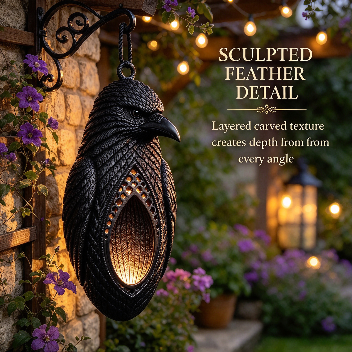 🖤 Dark Raven Hanging Planter Garden Wall Decor