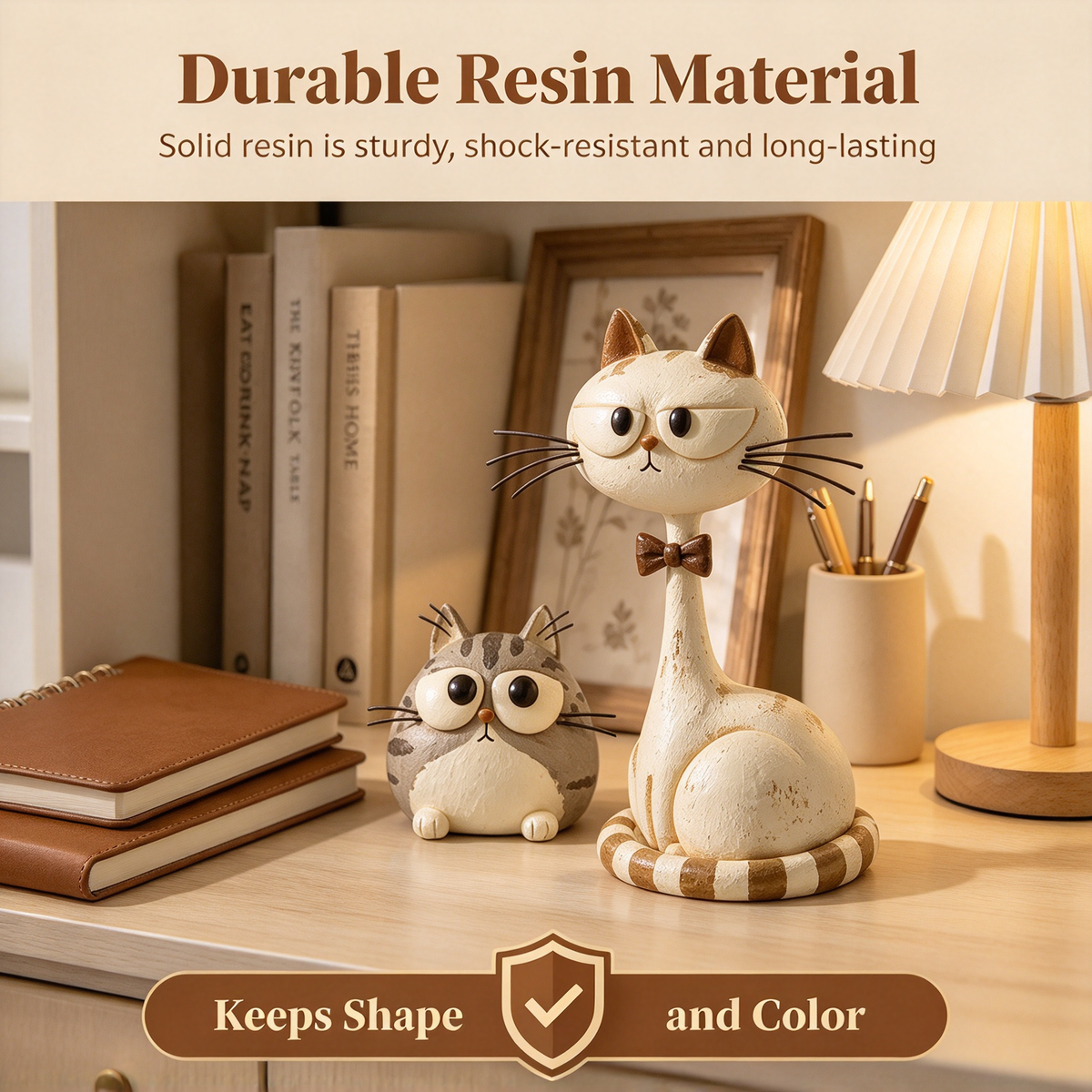 🪵 Rustic Distressed Cat Statue, Home Tabletop Decoration🐱