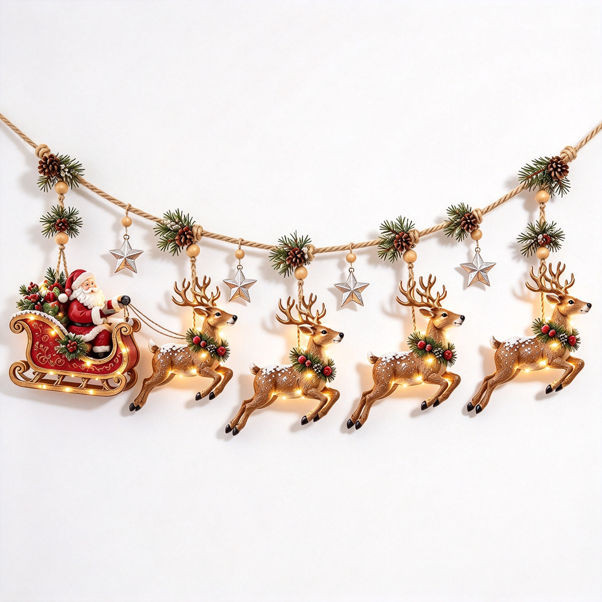 ✨ Farmhouse Lighted Christmas Mantel Garland