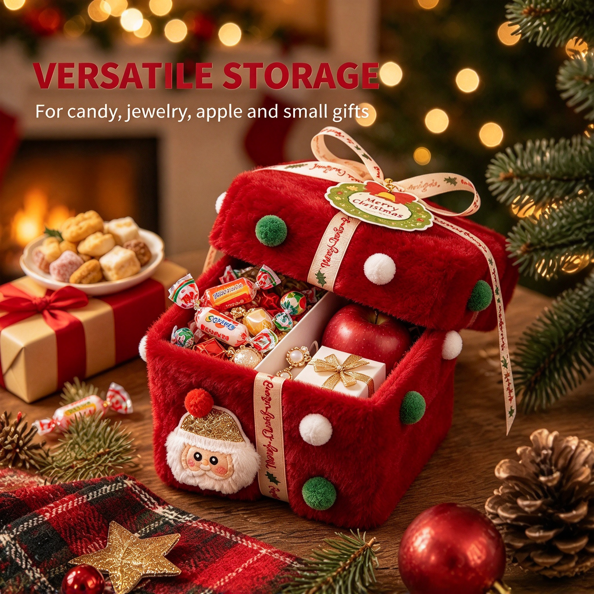 ✨ Christmas Plush Decorative Present Box for Small Gifts