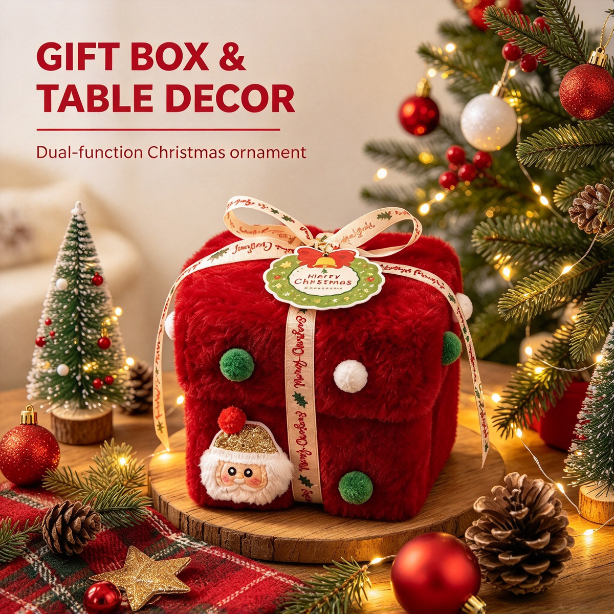 ✨ Christmas Plush Decorative Present Box for Small Gifts